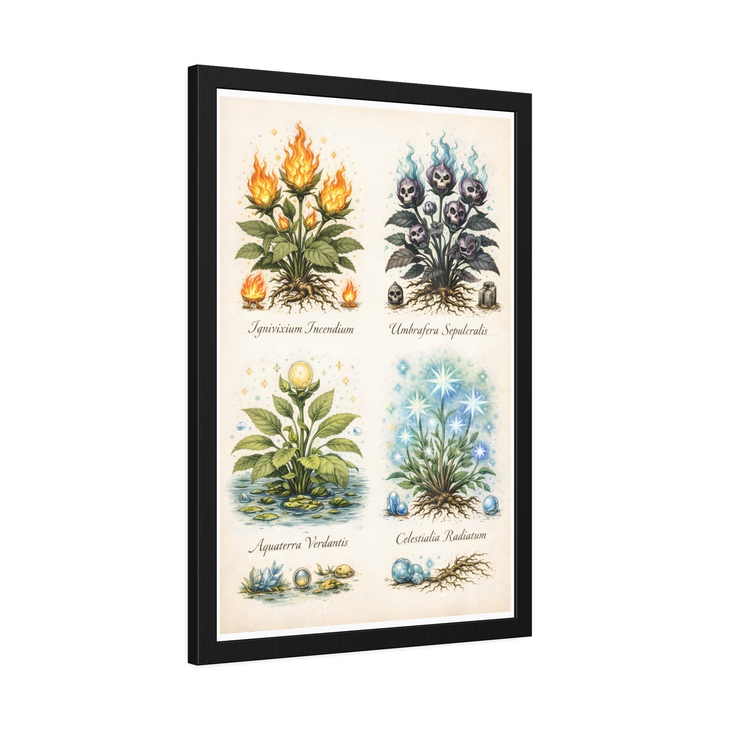 Vintage Botanical Alchemy Print Vertical Framed Poster (Part III)