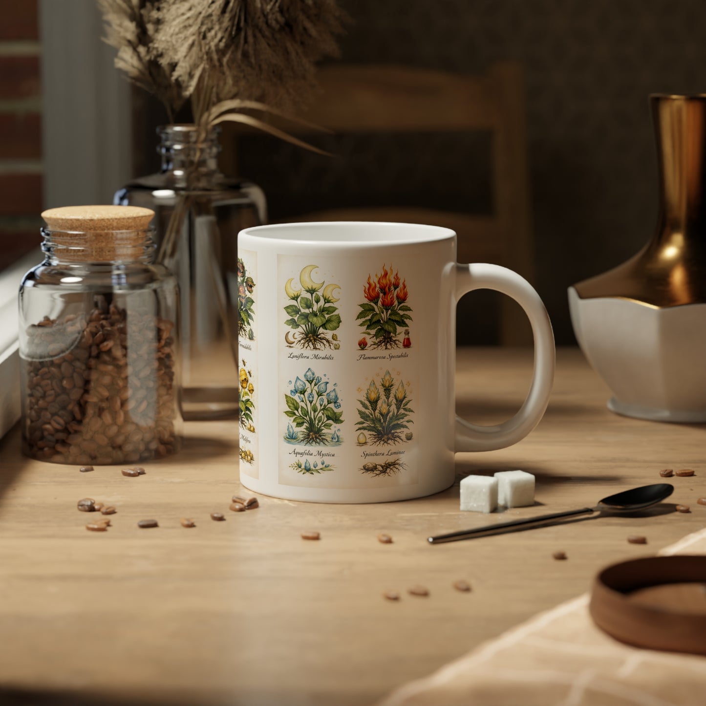 Vintage Botanical Atlas Jumbo Mug – 20oz Floral Plant Print Coffee Cup
