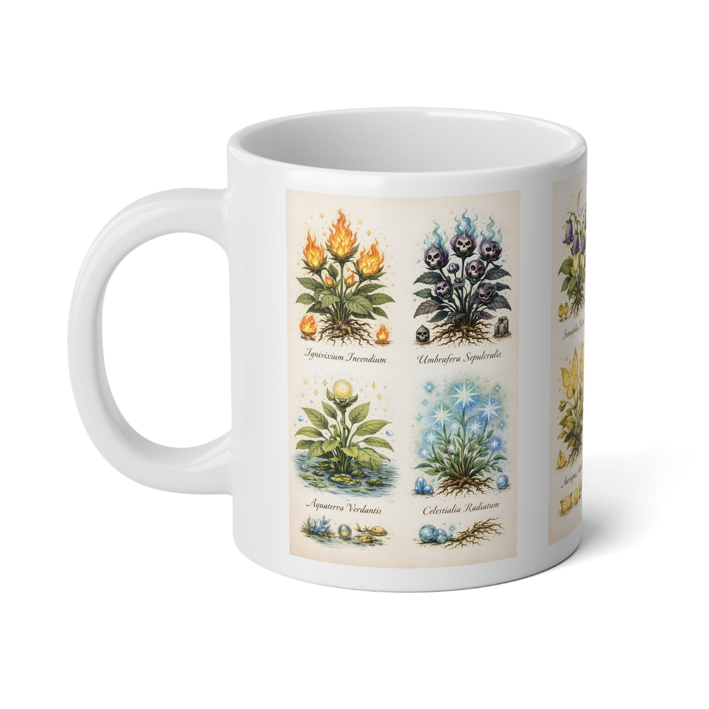 Vintage Botanical Atlas Jumbo Mug – 20oz Floral Plant Print Coffee Cup