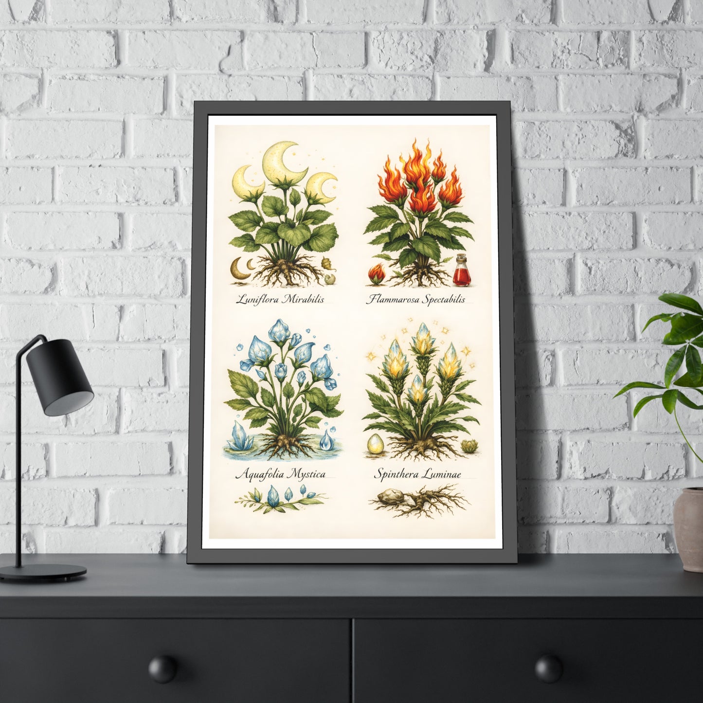 Vintage Botanical Alchemy Print Vertical Framed Poster (Part I)