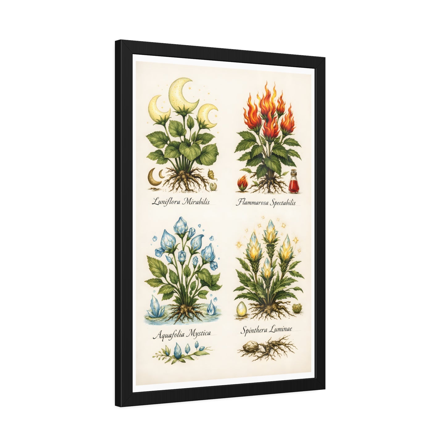 Vintage Botanical Alchemy Print Vertical Framed Poster (Part I)