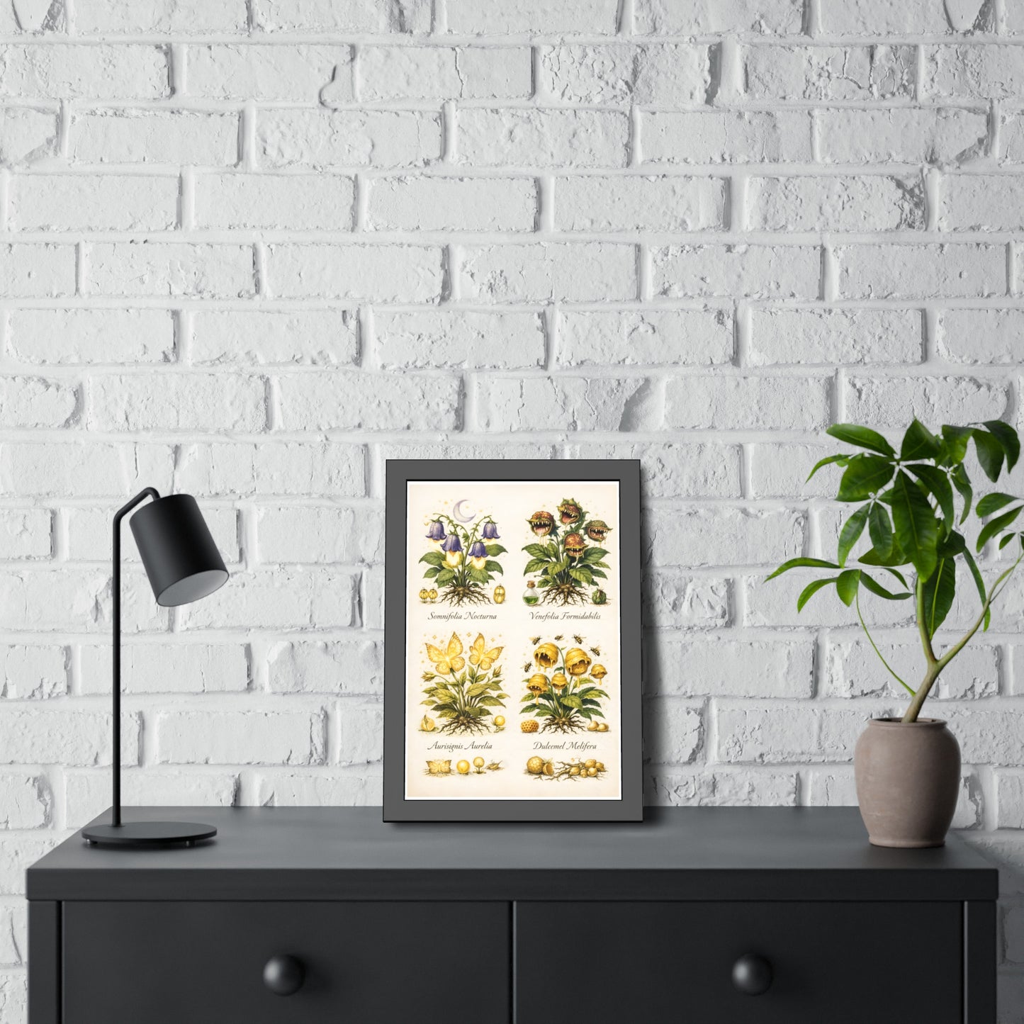 Vintage Botanical Alchemy Print Vertical Framed Poster (Part II)
