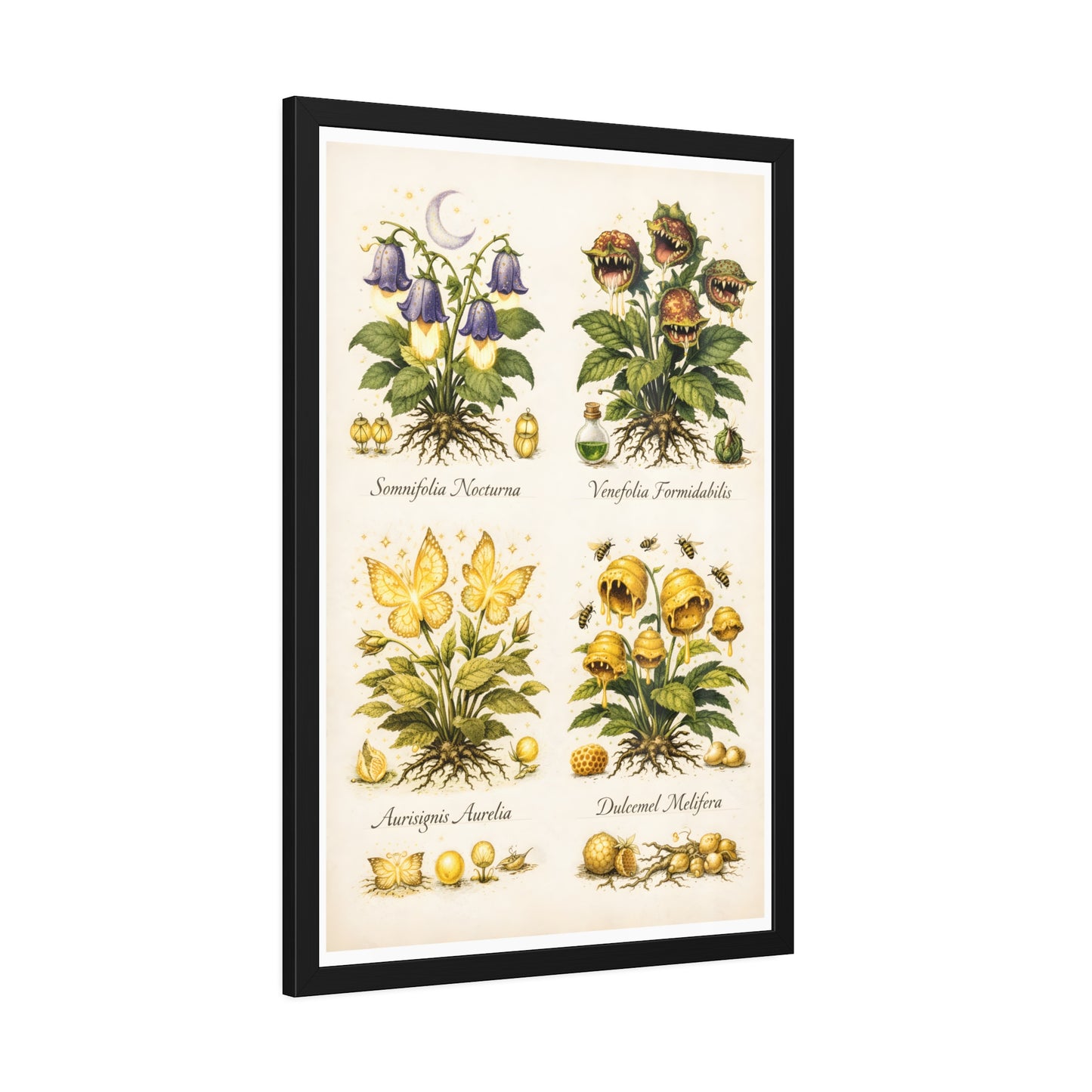 Vintage Botanical Alchemy Print Vertical Framed Poster (Part II)