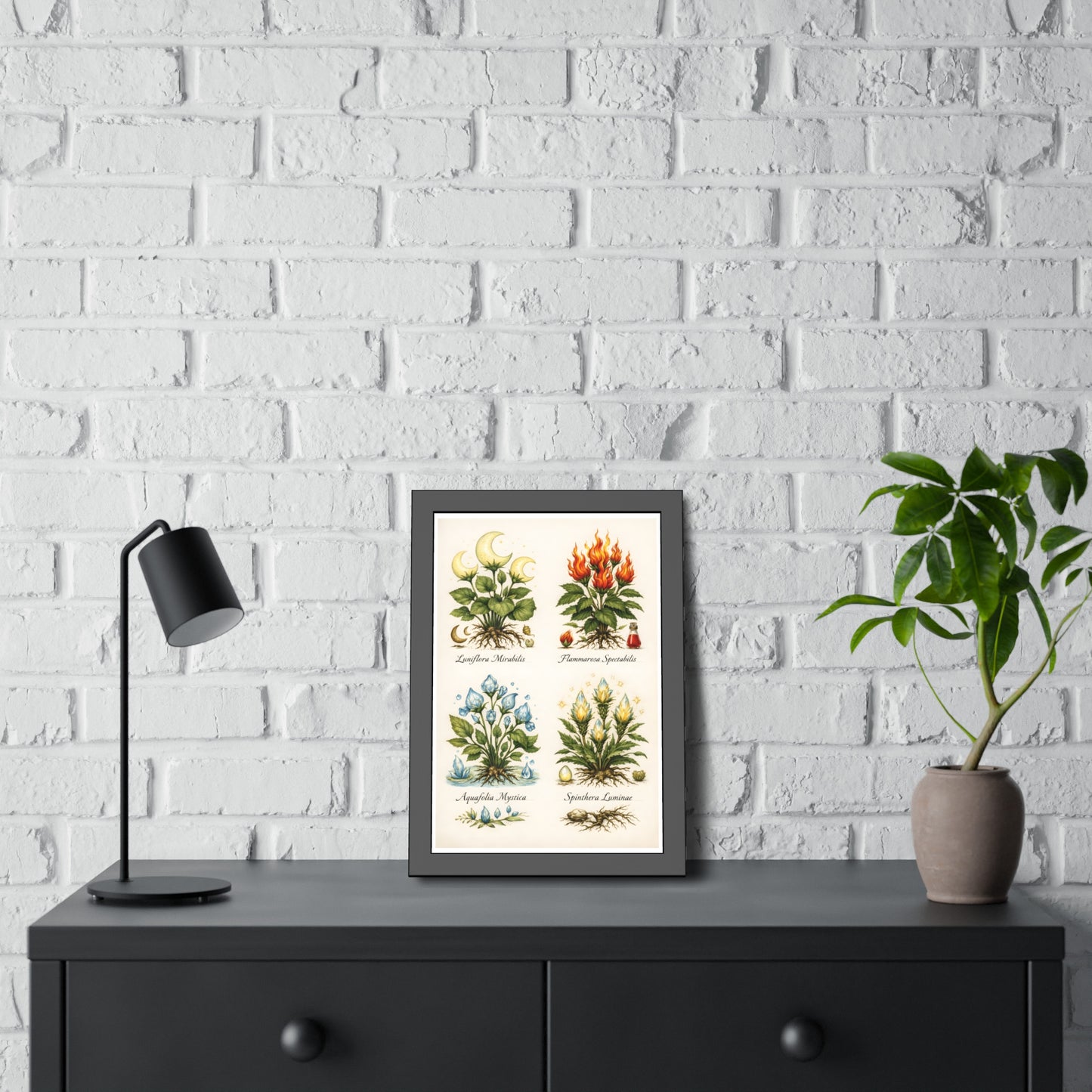 Vintage Botanical Alchemy Print Vertical Framed Poster (Part I)