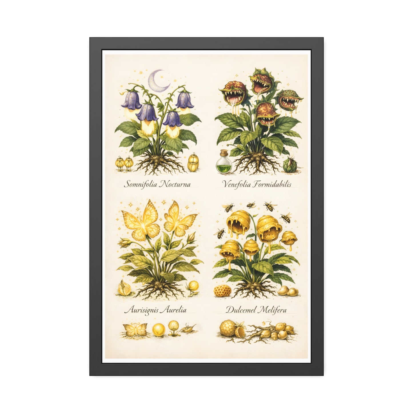 Vintage Botanical Alchemy Print Vertical Framed Poster (Part II)