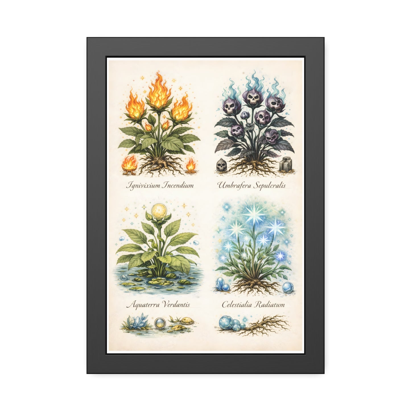 Vintage Botanical Alchemy Print Vertical Framed Poster (Part III)