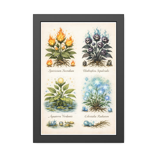 Vintage Botanical Alchemy Print Vertical Framed Poster (Part III)