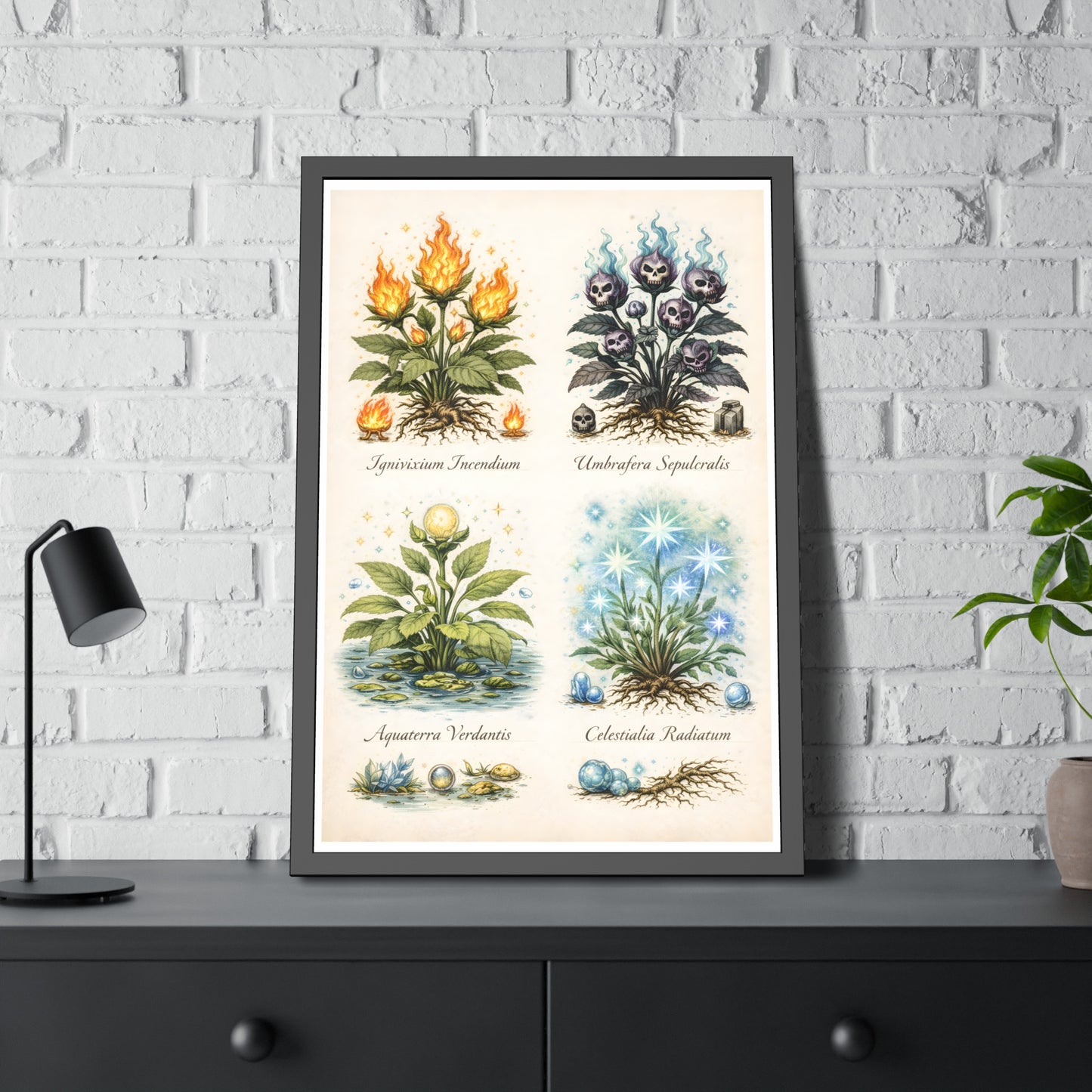Vintage Botanical Alchemy Print Vertical Framed Poster (Part III)