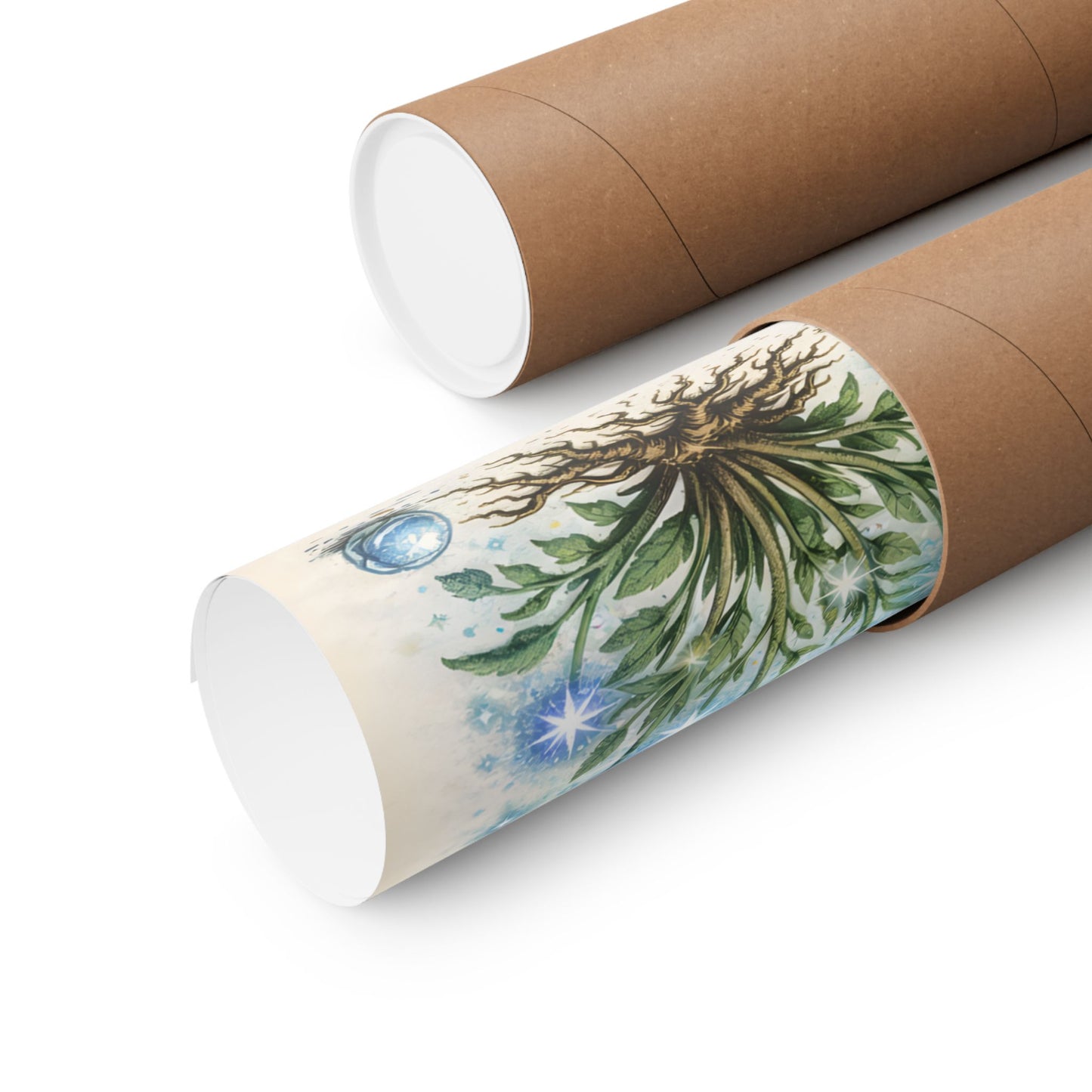 Fantastic Botanical Element Art Poster — Vintage Flame, Death Head, Glimmer Marble, Starlight Plants (Matte Vertical)