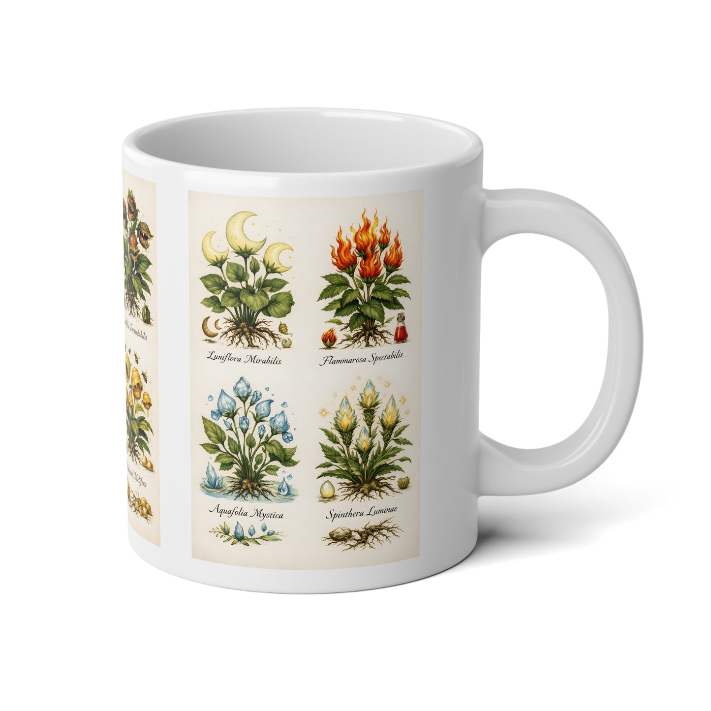 Vintage Botanical Atlas Jumbo Mug – 20oz Floral Plant Print Coffee Cup