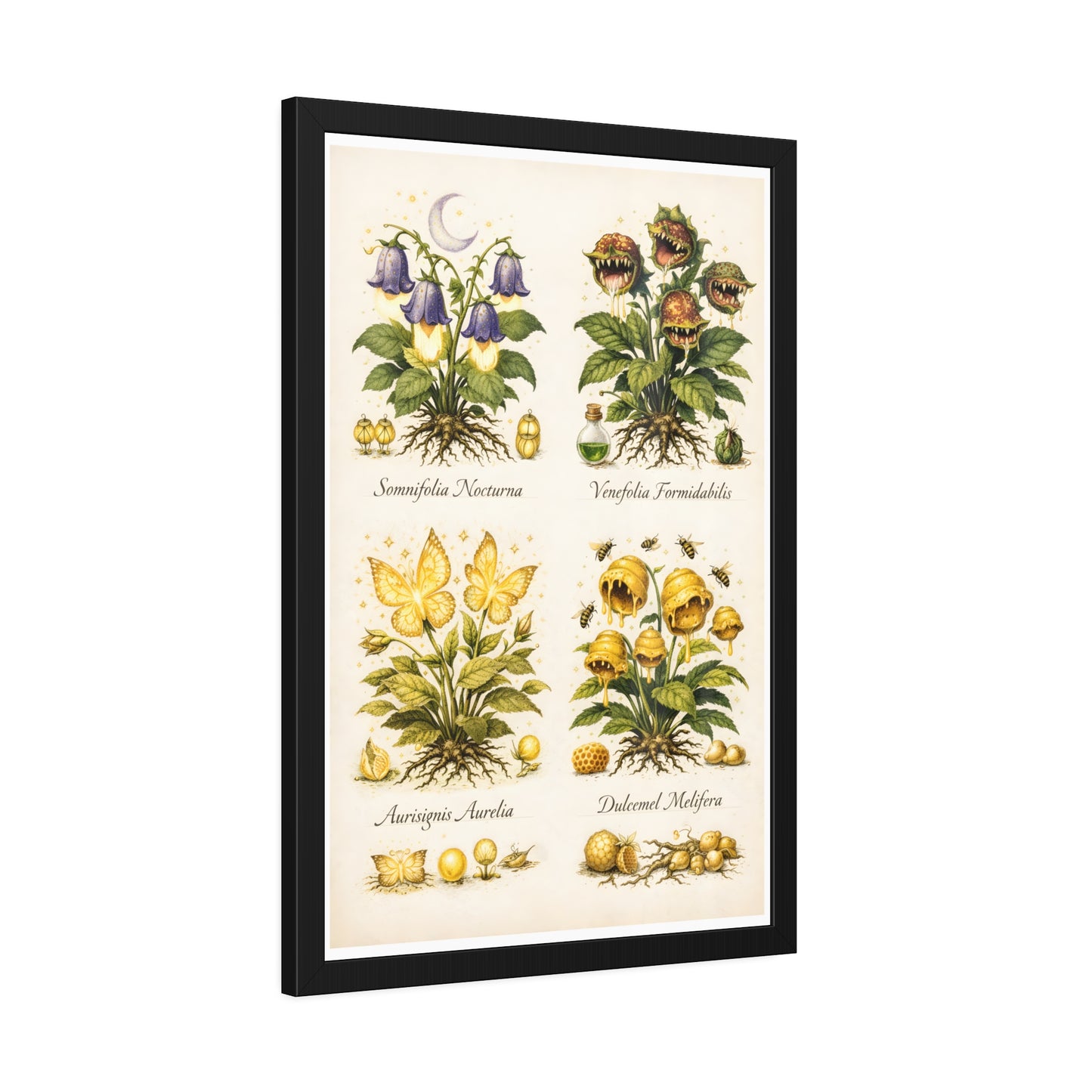 Vintage Botanical Alchemy Print Vertical Framed Poster (Part II)