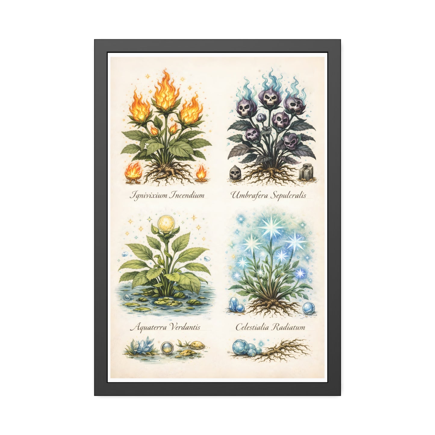 Vintage Botanical Alchemy Print Vertical Framed Poster (Part III)