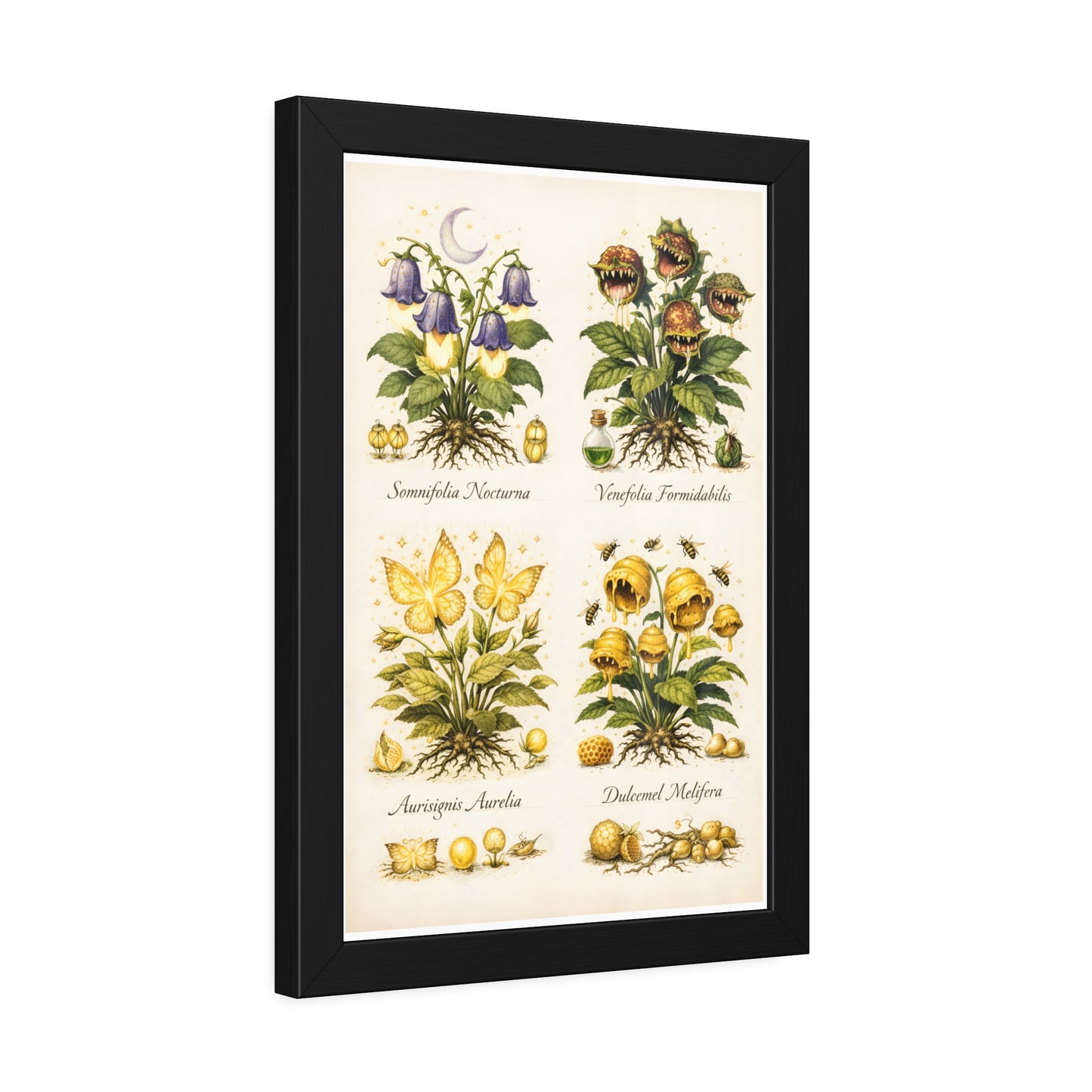 Vintage Botanical Alchemy Print Vertical Framed Poster (Part II)