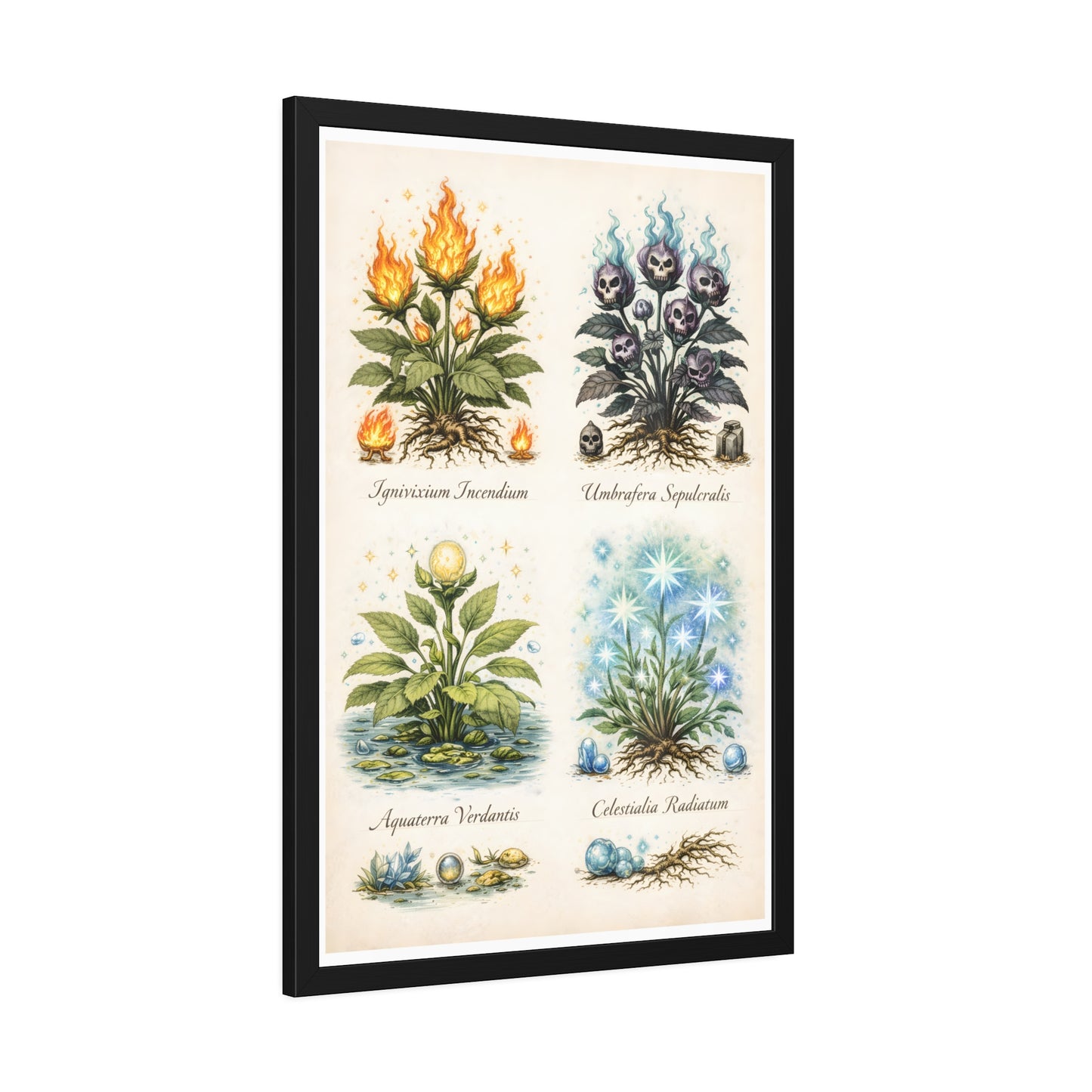 Vintage Botanical Alchemy Print Vertical Framed Poster (Part III)