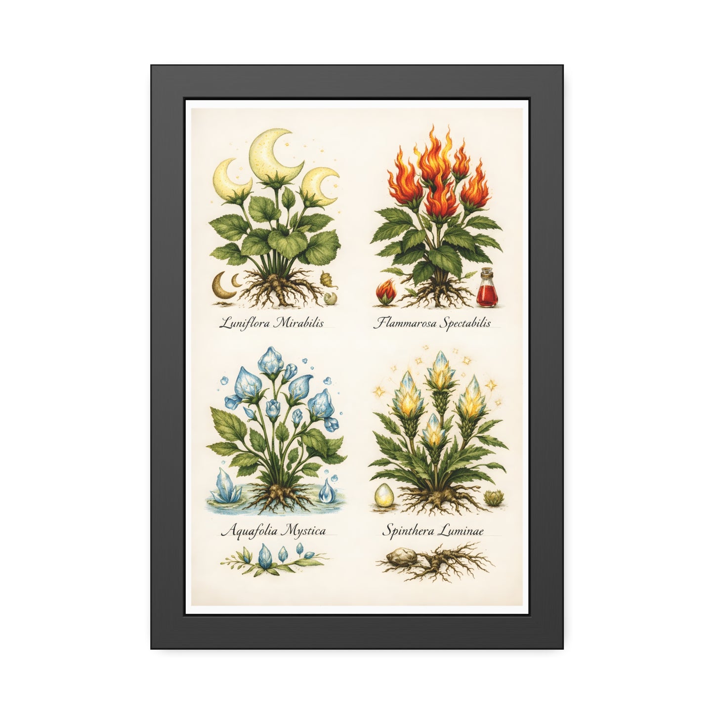Vintage Botanical Alchemy Print Vertical Framed Poster (Part I)