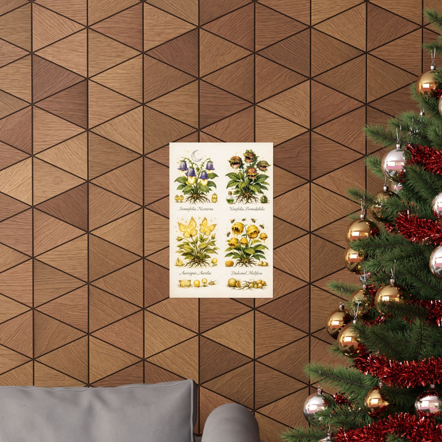 Fantastic Botanical Element Art Poster — Vintage Spark, Hunger, Fiery, Honey Bee Plants (Matte Vertical)