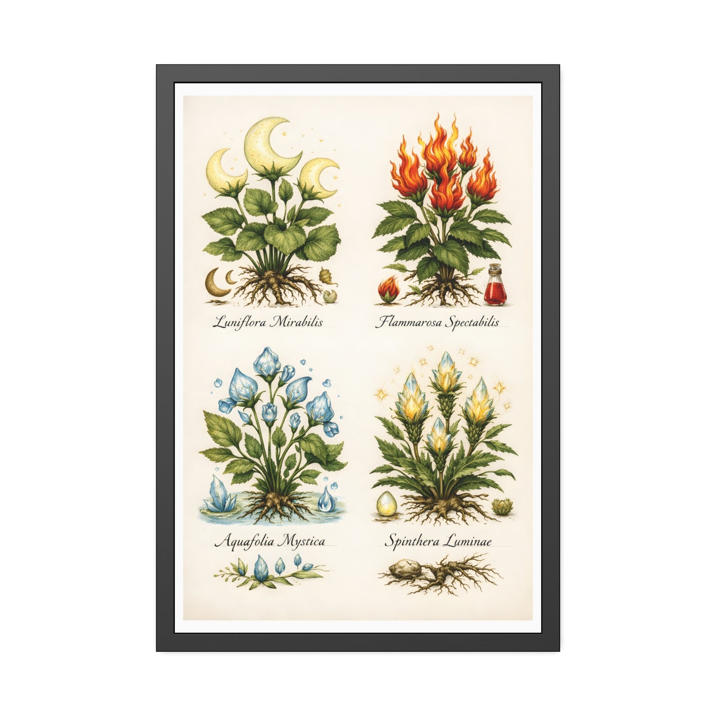 Vintage Botanical Alchemy Print Vertical Framed Poster (Part I)