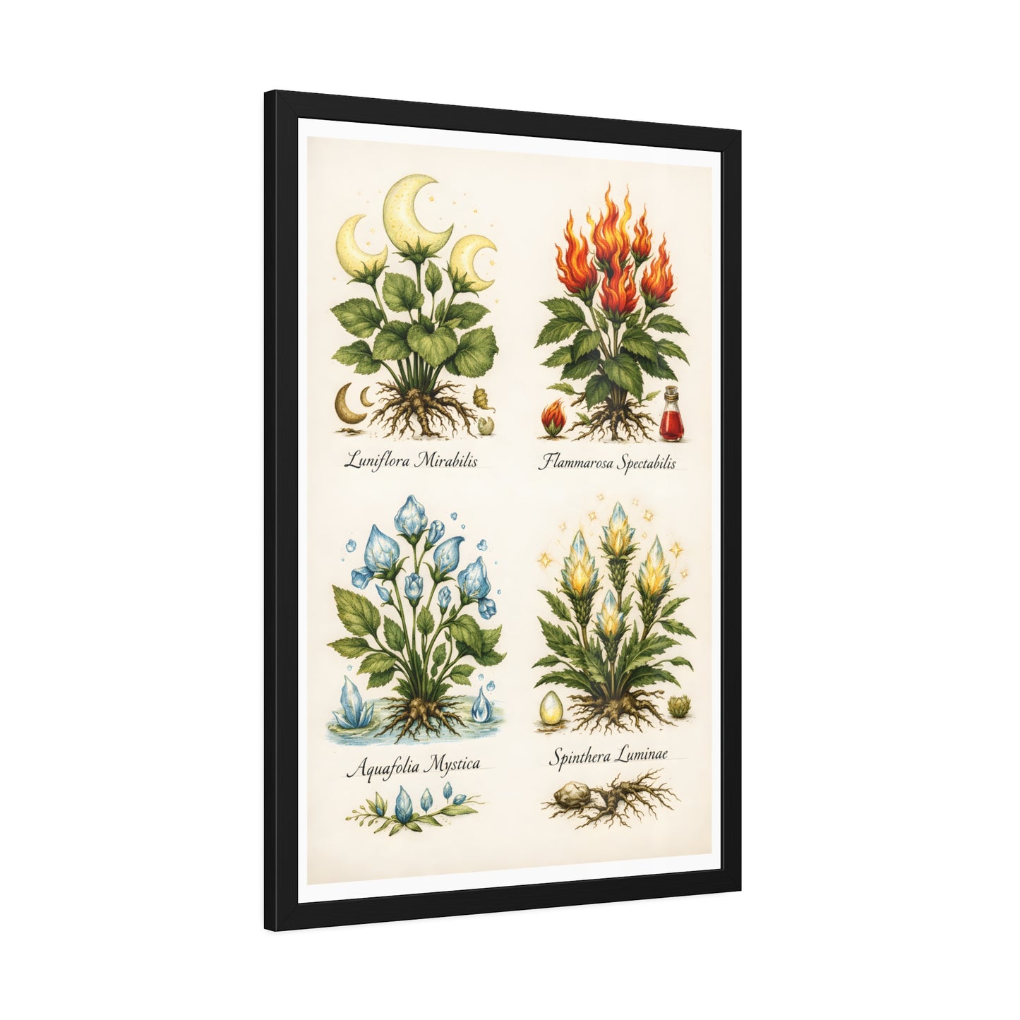 Vintage Botanical Alchemy Print Vertical Framed Poster (Part I)