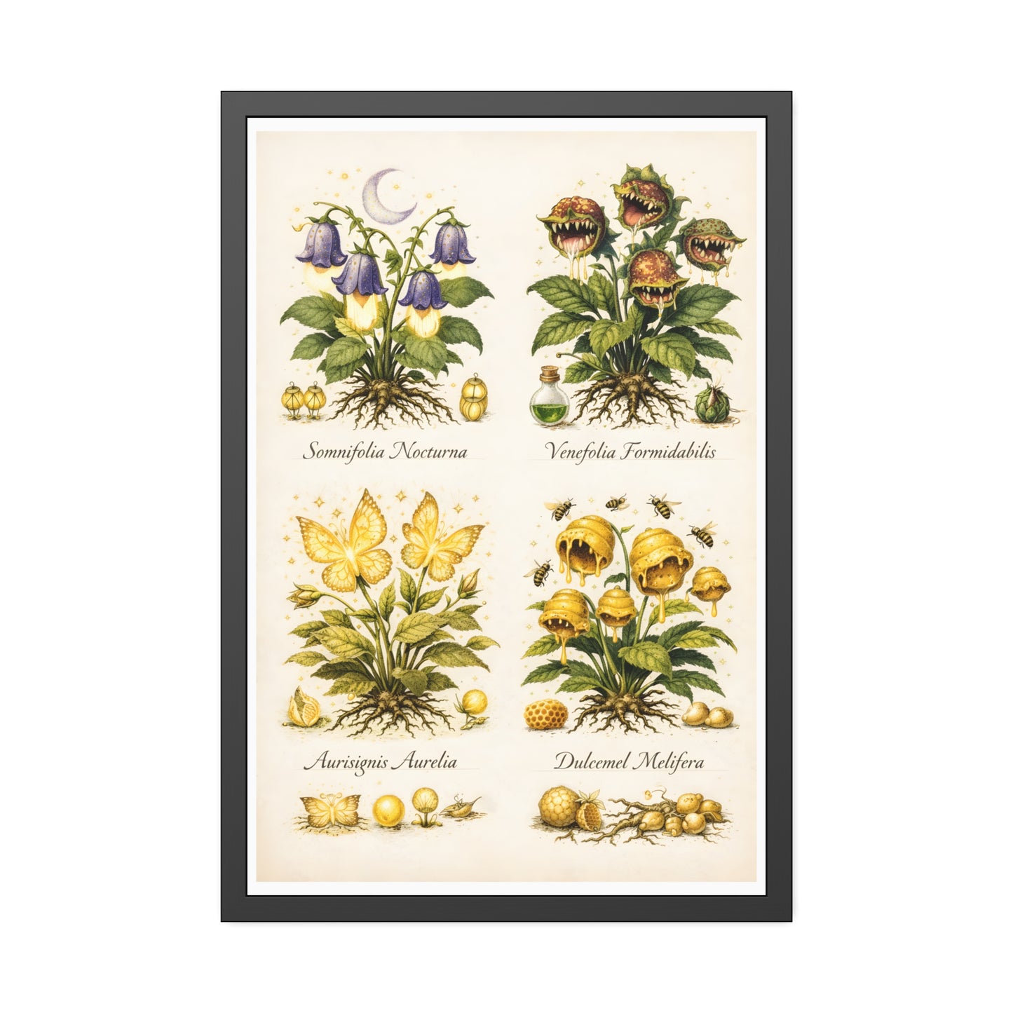 Vintage Botanical Alchemy Print Vertical Framed Poster (Part II)