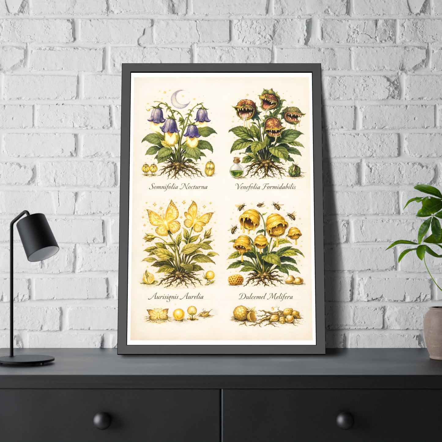 Vintage Botanical Alchemy Print Vertical Framed Poster (Part II)