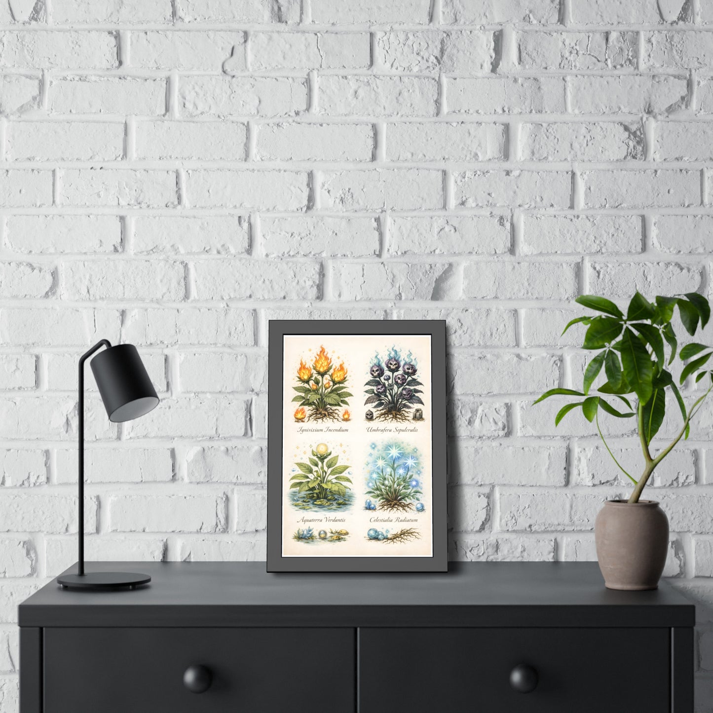 Vintage Botanical Alchemy Print Vertical Framed Poster (Part III)